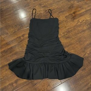 Elegant Black Ruched Dress